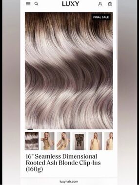 Luxy hair extensions 16" Seamless Dimensional Rooted Ash Blonde Clip-Ins (160g)